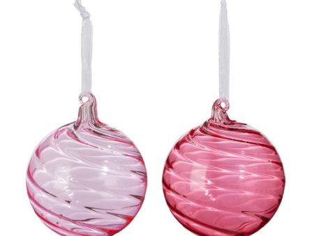 Pink Blown Glass Ball Ornament For Sale