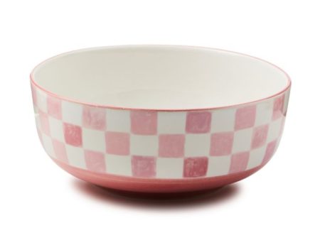 Pink Check Serving Bowl For Cheap